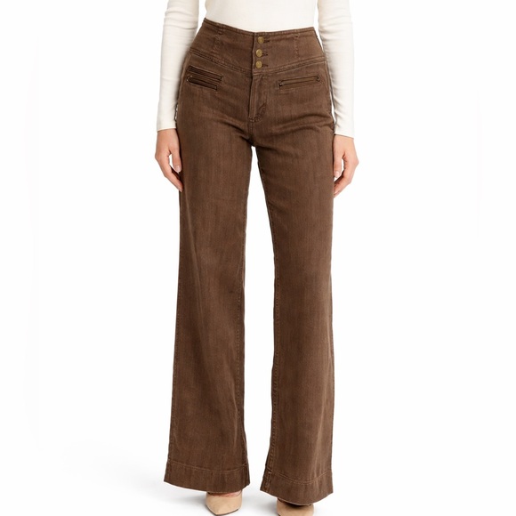 People Like Frank Denim - People Like Frank Brown Denim Wide Leg Pant Jeans Size 10 30” Waist